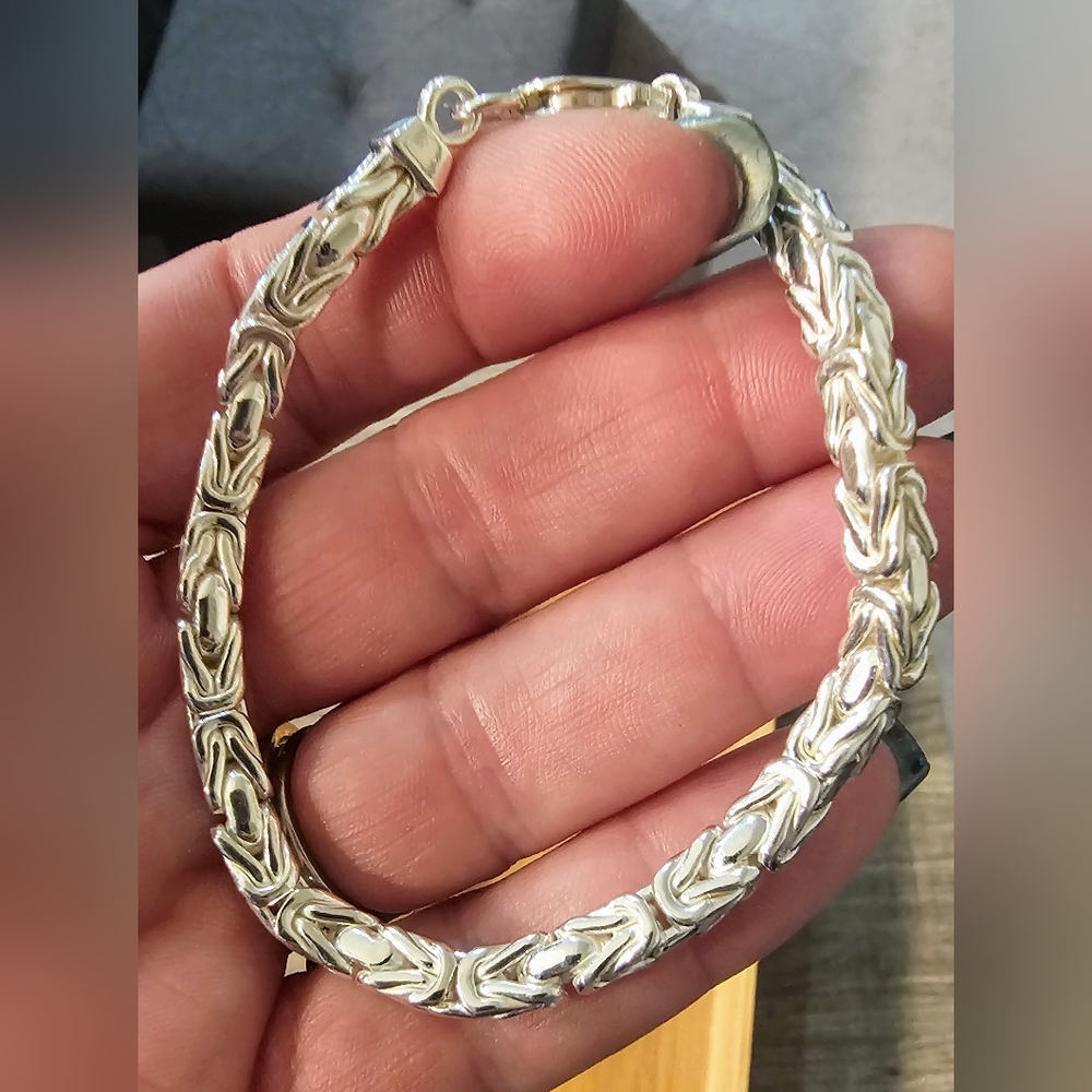 Solid Silver Byzantine Silver Bracelet. Unisex - image 2